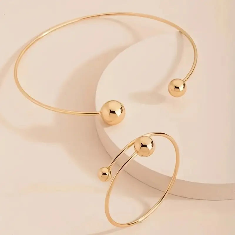 Aurevia™ | Dual Tone Bracelet & Choker Set