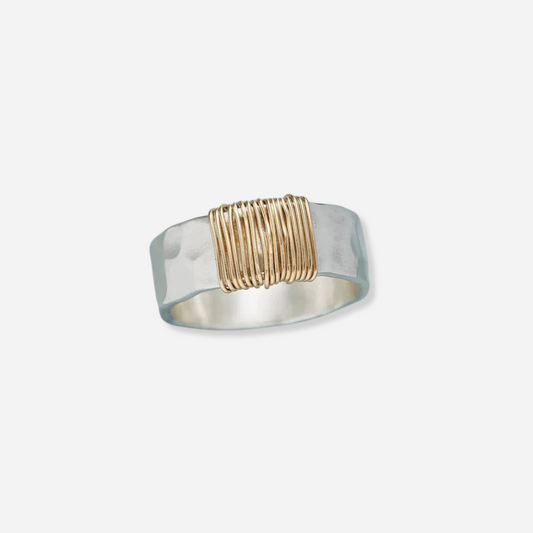 Averis™ | Women’s Silver Ring with Gold Wrap
