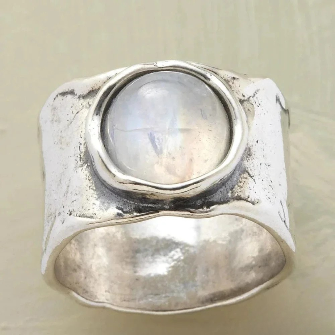 Aeloria™ | Rustic Silver Moonstone Ring