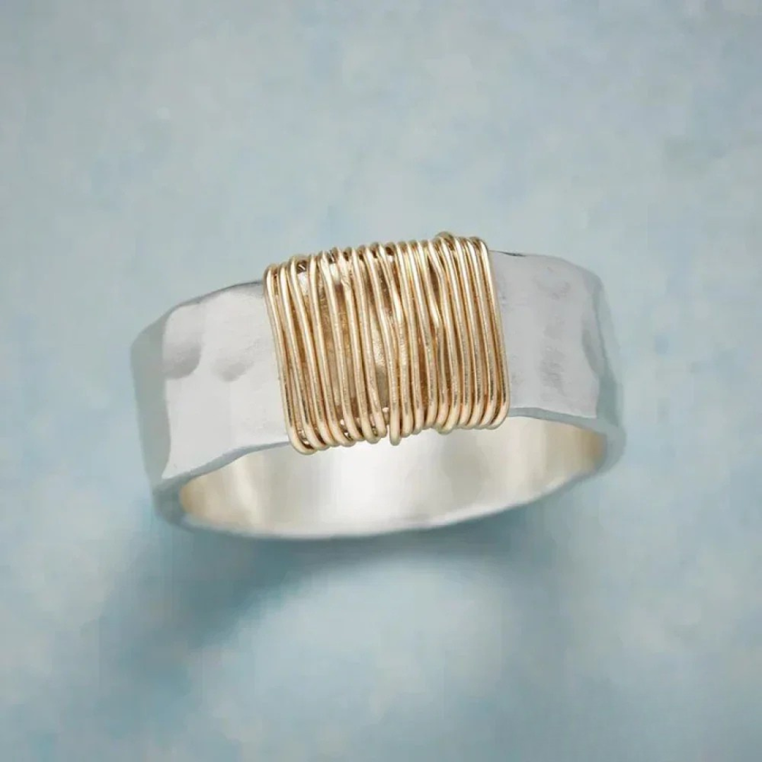 Averis™ | Women’s Silver Ring with Gold Wrap