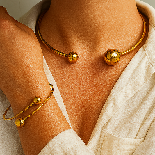 Aurevia™ | Dual Tone Bracelet & Choker Set