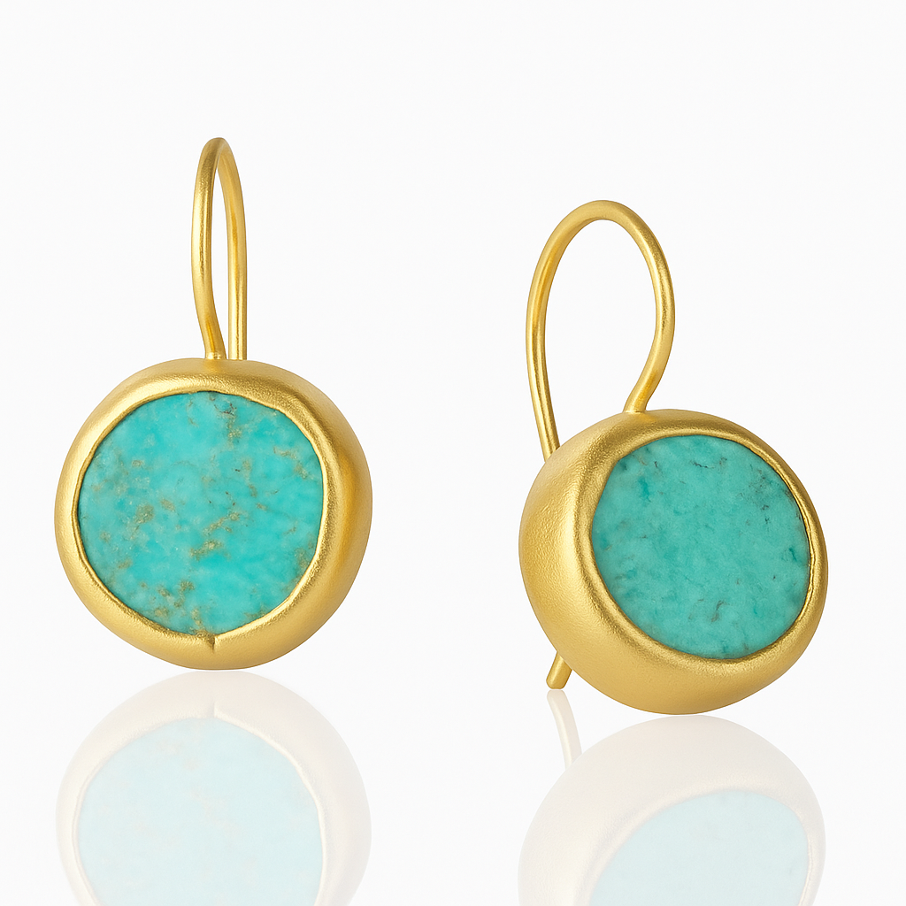 Elara™ | Gold Earrings with Turquoise Stone
