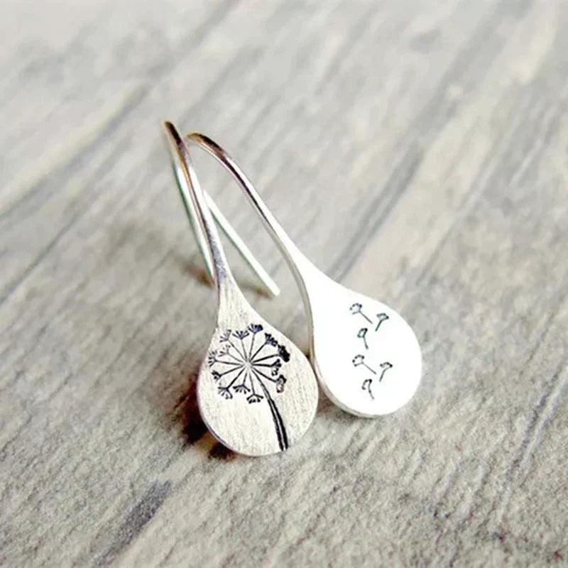 Eryndra™ | Floral Silver Drop Earrings