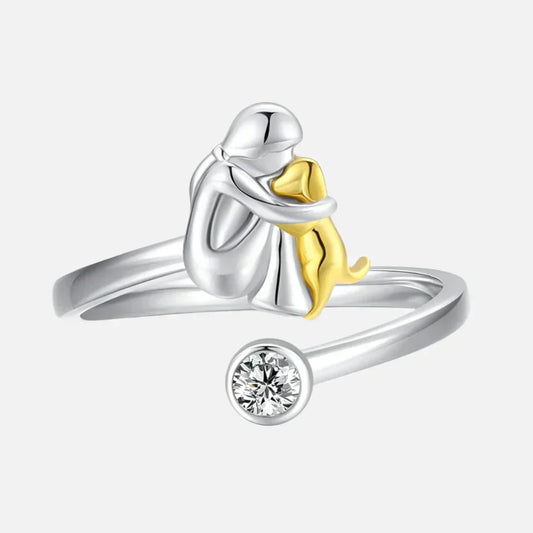 Amarel™ | Silver & Gold Dog Embrace Ring