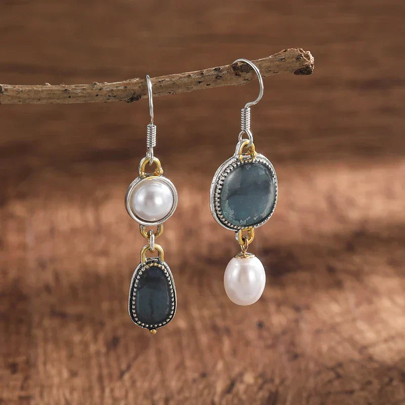 Ocevara™ | Silver Gem & Pearl Earrings