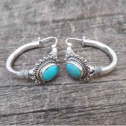 Aria™ | Vintage Turquoise Hoop Earrings