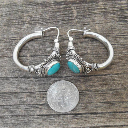 Aria™ | Vintage Turquoise Hoop Earrings