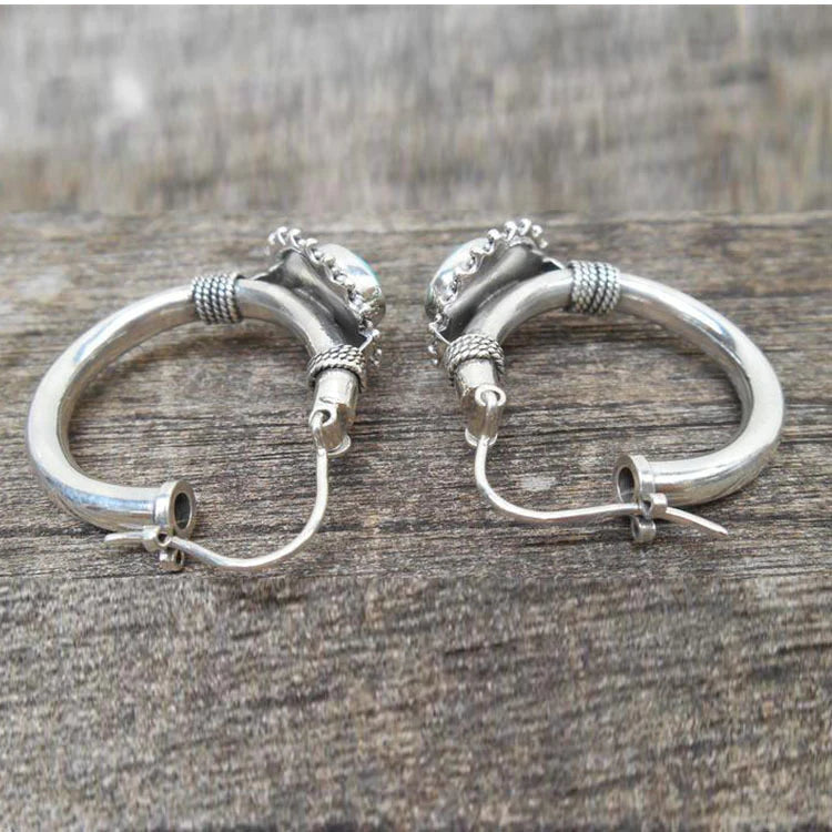 Aria™ | Vintage Turquoise Hoop Earrings