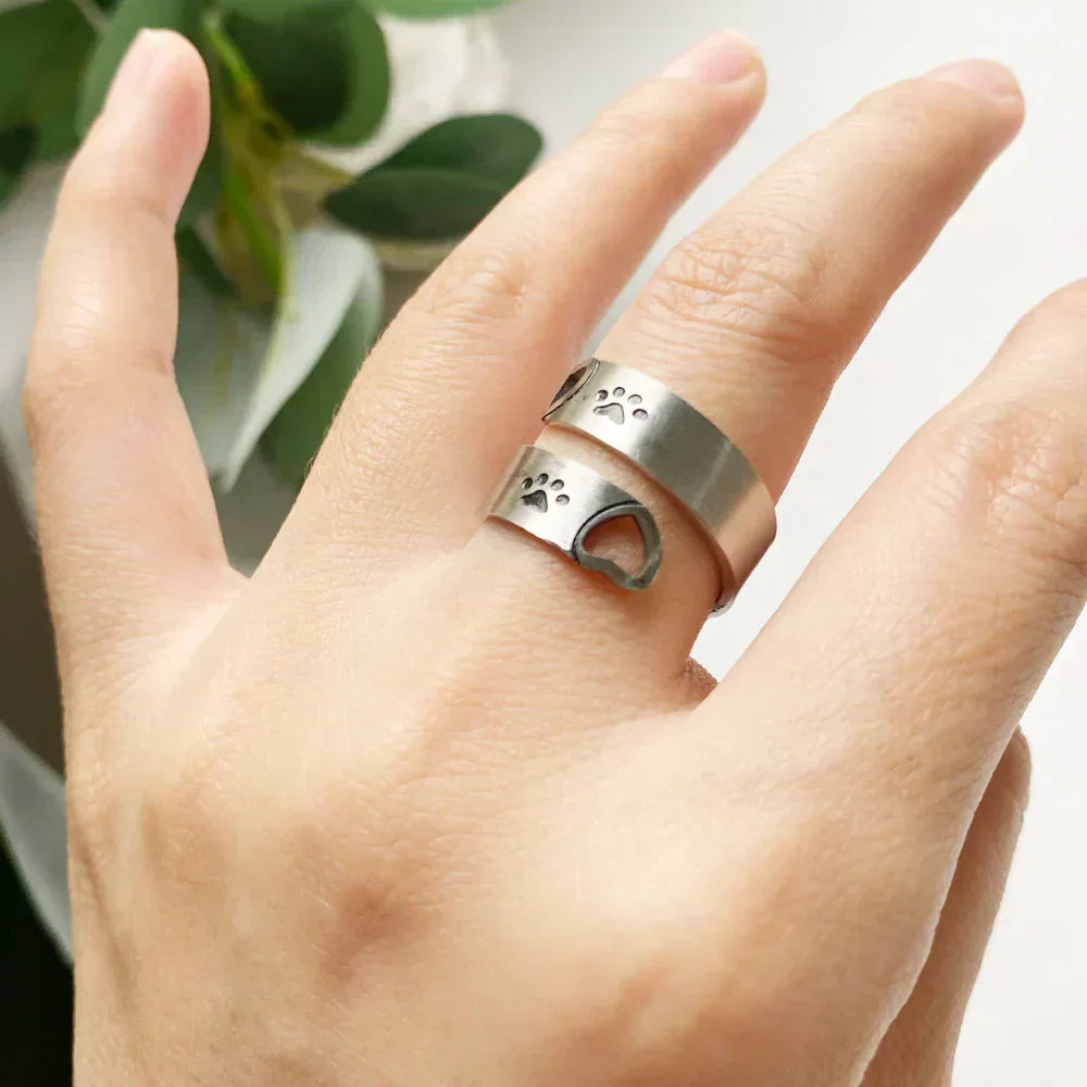 Amoria™ | Silver Paw Heart Ring