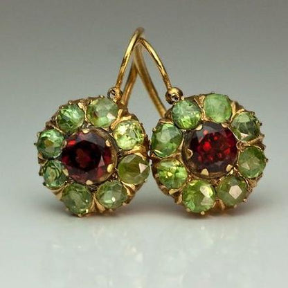Rosalith™ | Green & Red Vintage Crystal Earrings