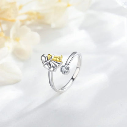 Amarel™ | Silver & Gold Dog Embrace Ring