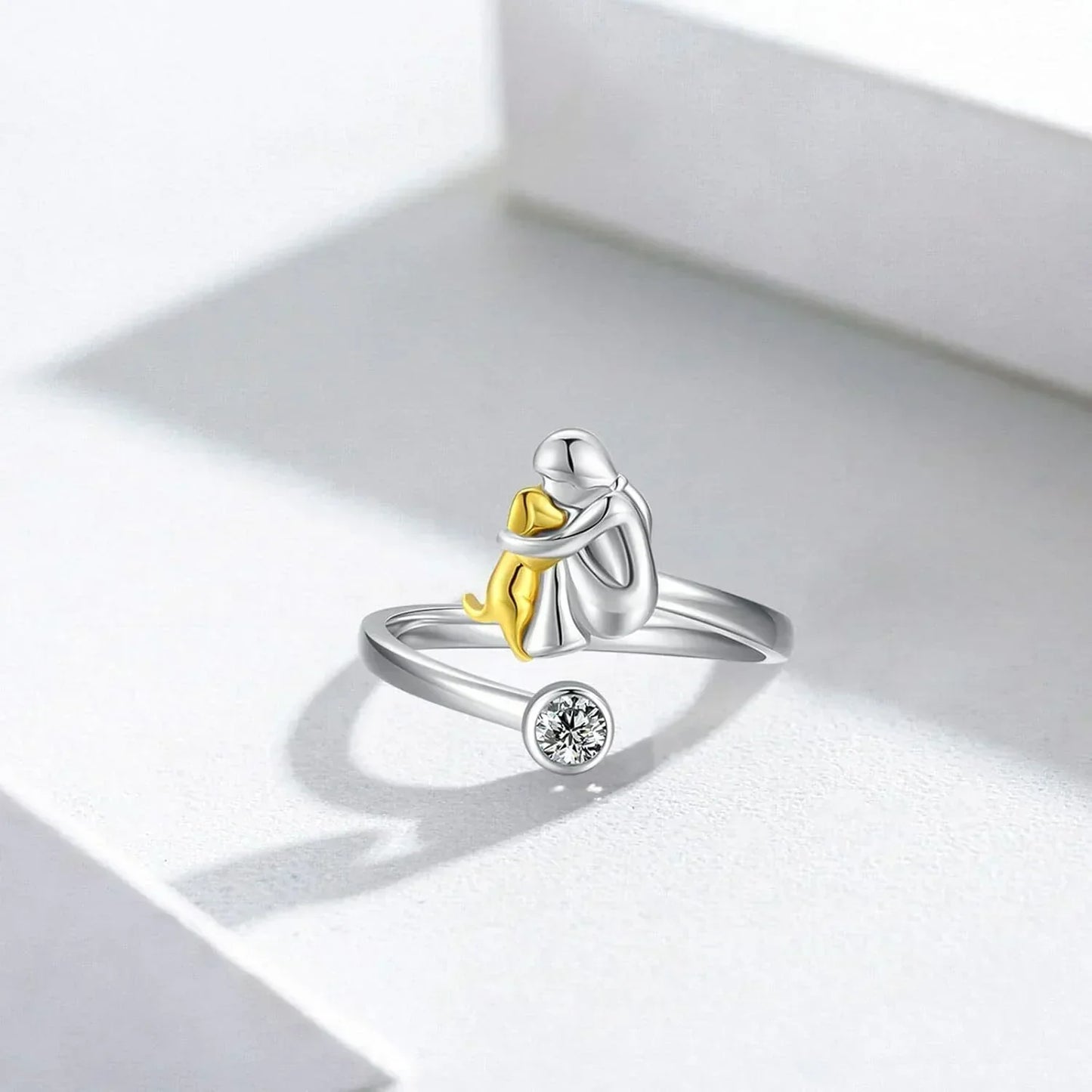 Amarel™ | Silver & Gold Dog Embrace Ring
