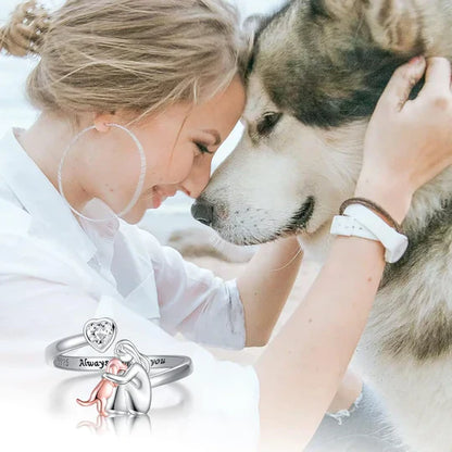 Calira™| Silver Hug Dog Ring