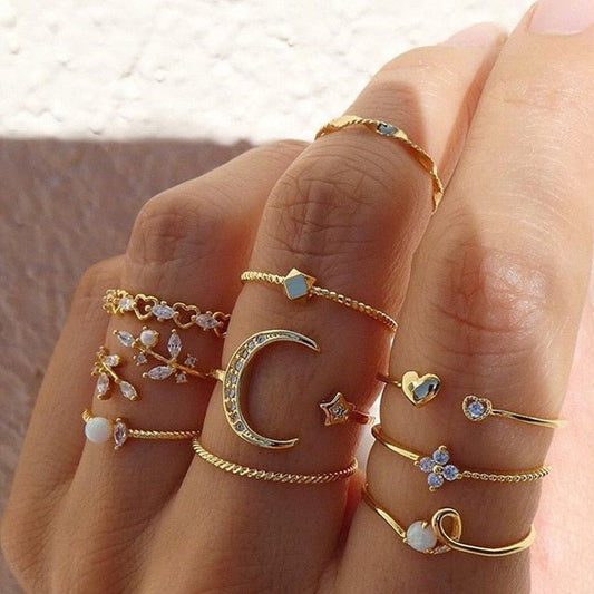 Amara™ | Silver and Gold Ring Set (10 Pairs)