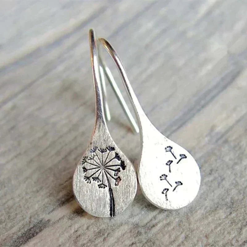 Eryndra™ | Floral Silver Drop Earrings