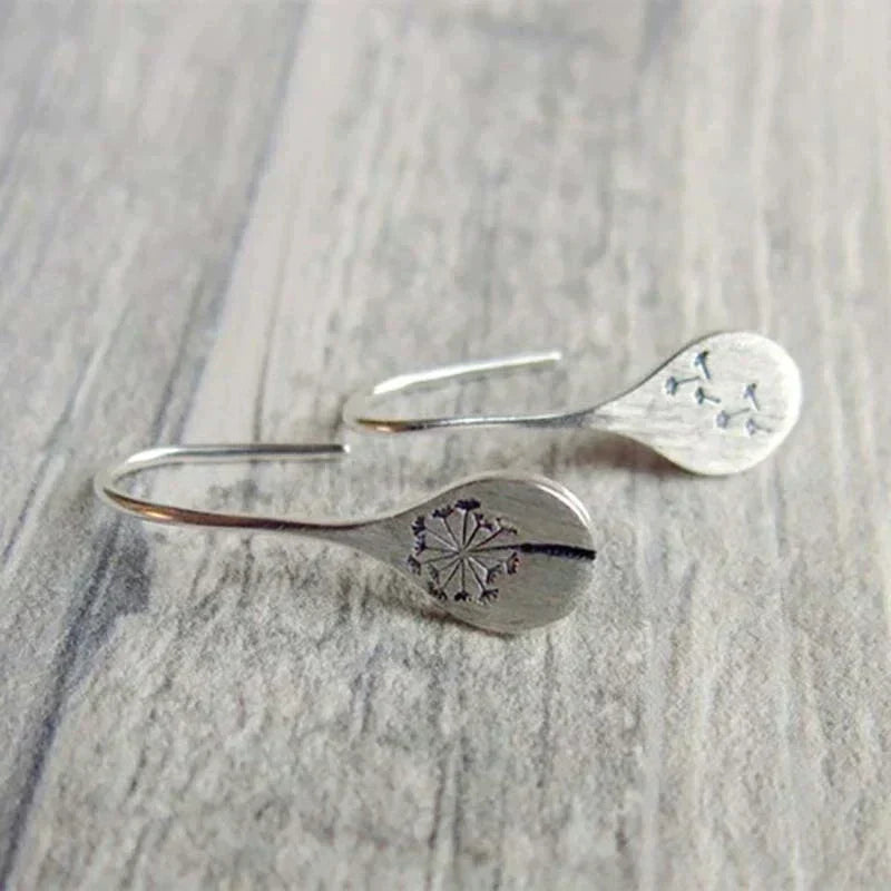 Eryndra™ | Floral Silver Drop Earrings