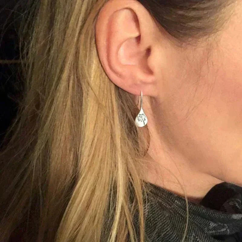 Eryndra™ | Floral Silver Drop Earrings