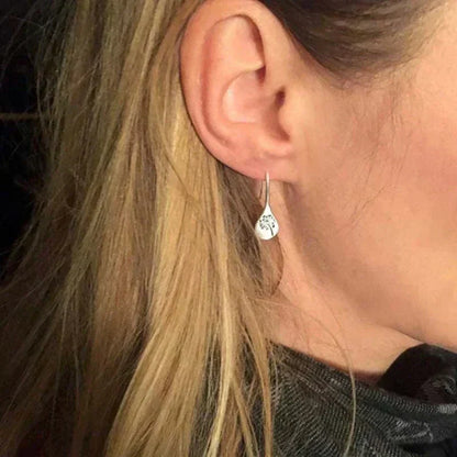 Eryndra™ | Floral Silver Drop Earrings