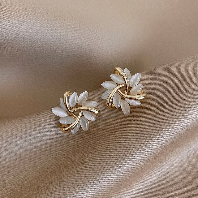 Sylvette™ | Elegant White Opal Earrings