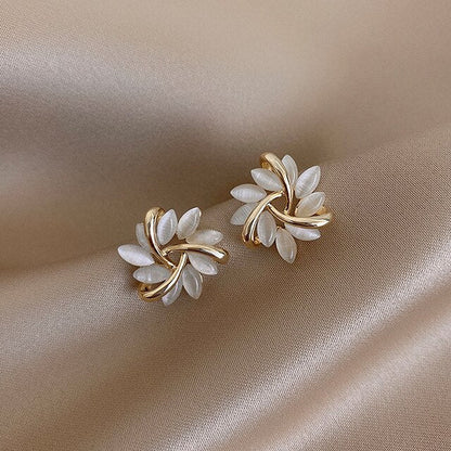 Sylvette™ | Elegant White Opal Earrings