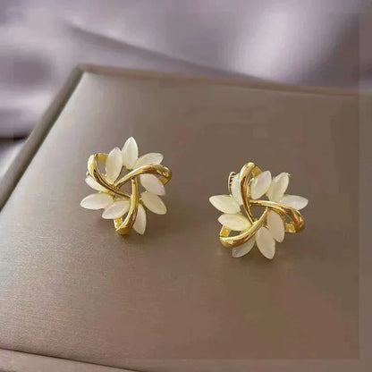 Sylvette™ | Elegant White Opal Earrings