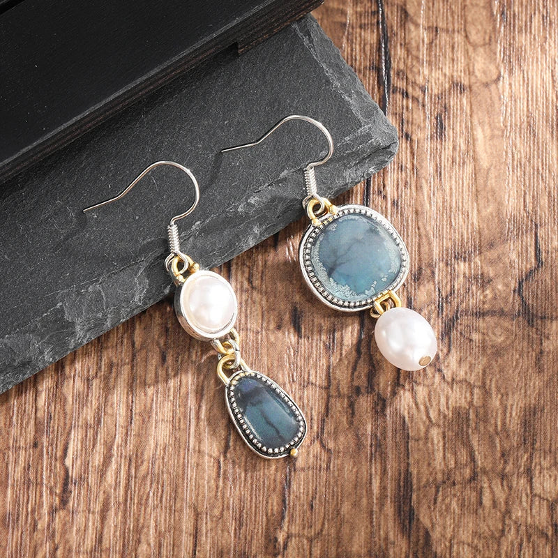 Ocevara™ | Silver Gem & Pearl Earrings