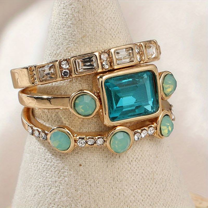 Caelina™ | Vintage Sky Crystal Ring Set