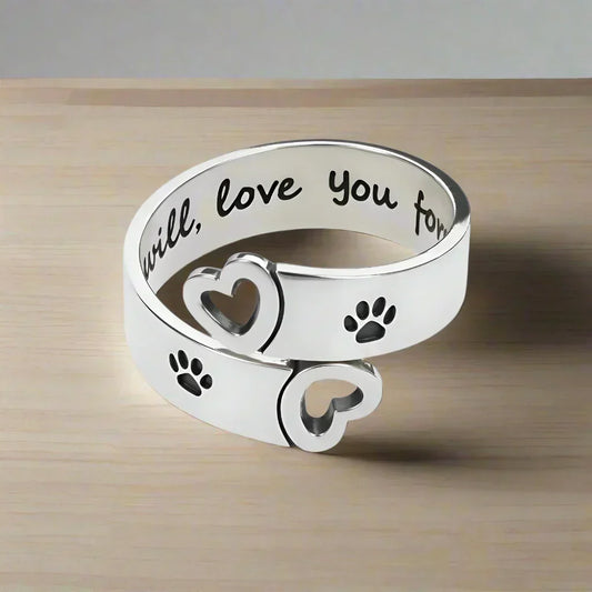Amoria™ | Silver Paw Heart Ring